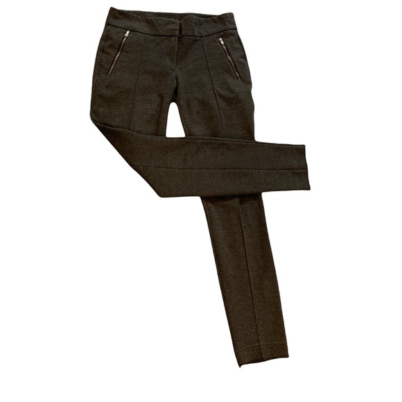 Ann Taylor LOFT Sz 3-4 29x30 Gray Ponte Knit Slim Pants Zip Pockets 208C - Picture 1 of 8